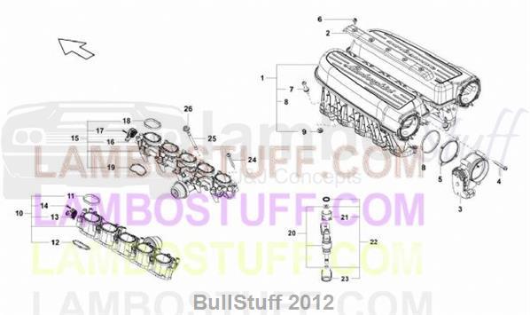 2014 Lamborghini GALLARDO LP 570-4 SPYDER PERFORMANTE EUROPE INTAKE MANIFOLD (129.05.00)